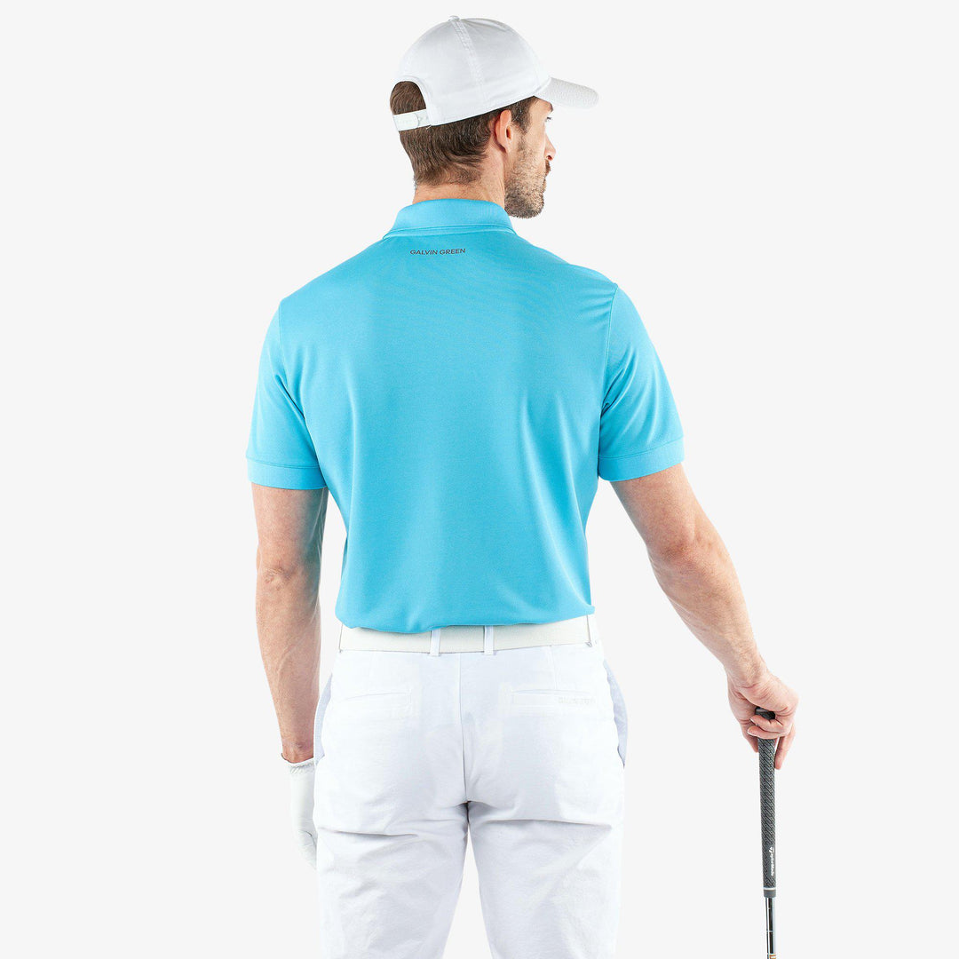 Maximilian is a Breathable short sleeve golf shirt for Men in the color Aqua(4)