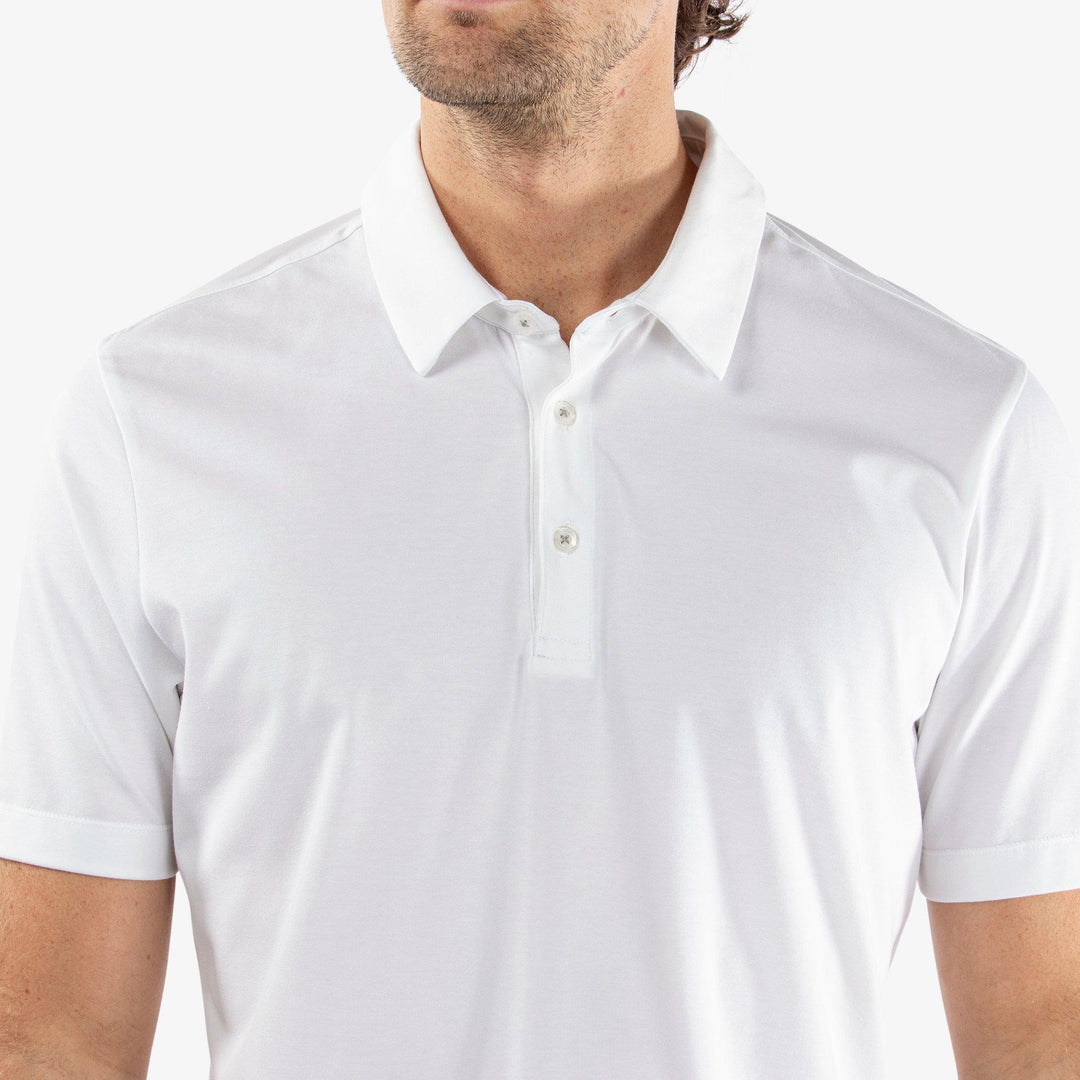 Marcelo is a Breathable short sleeve golf shirt for Men in the color White(3)