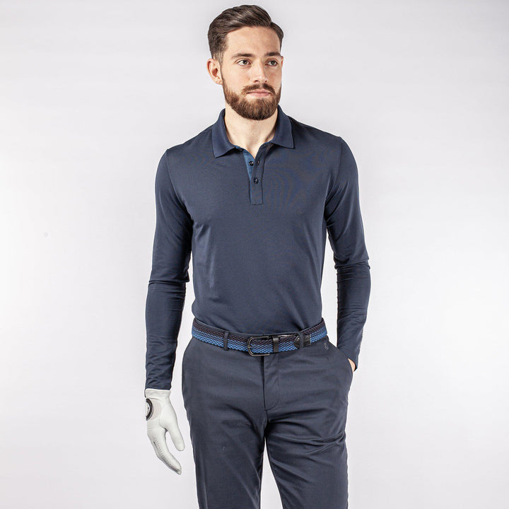Marwin is a Breathable long sleeve golf shirt for Men in the color Navy(1)