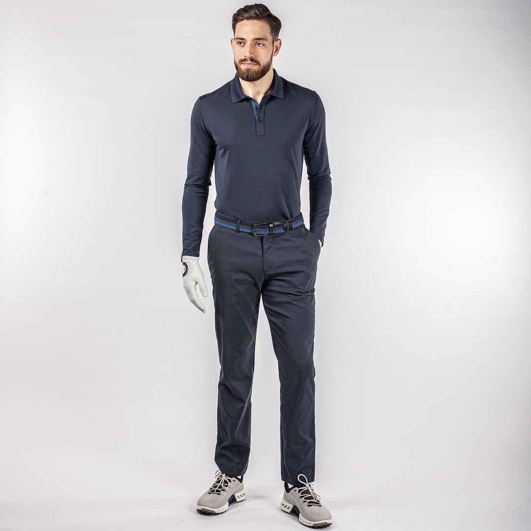 Marwin is a Breathable long sleeve golf shirt for Men in the color Navy(2)
