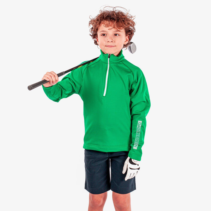 Raz is a Insulating golf mid layer for Juniors in the color Golf Green(1)