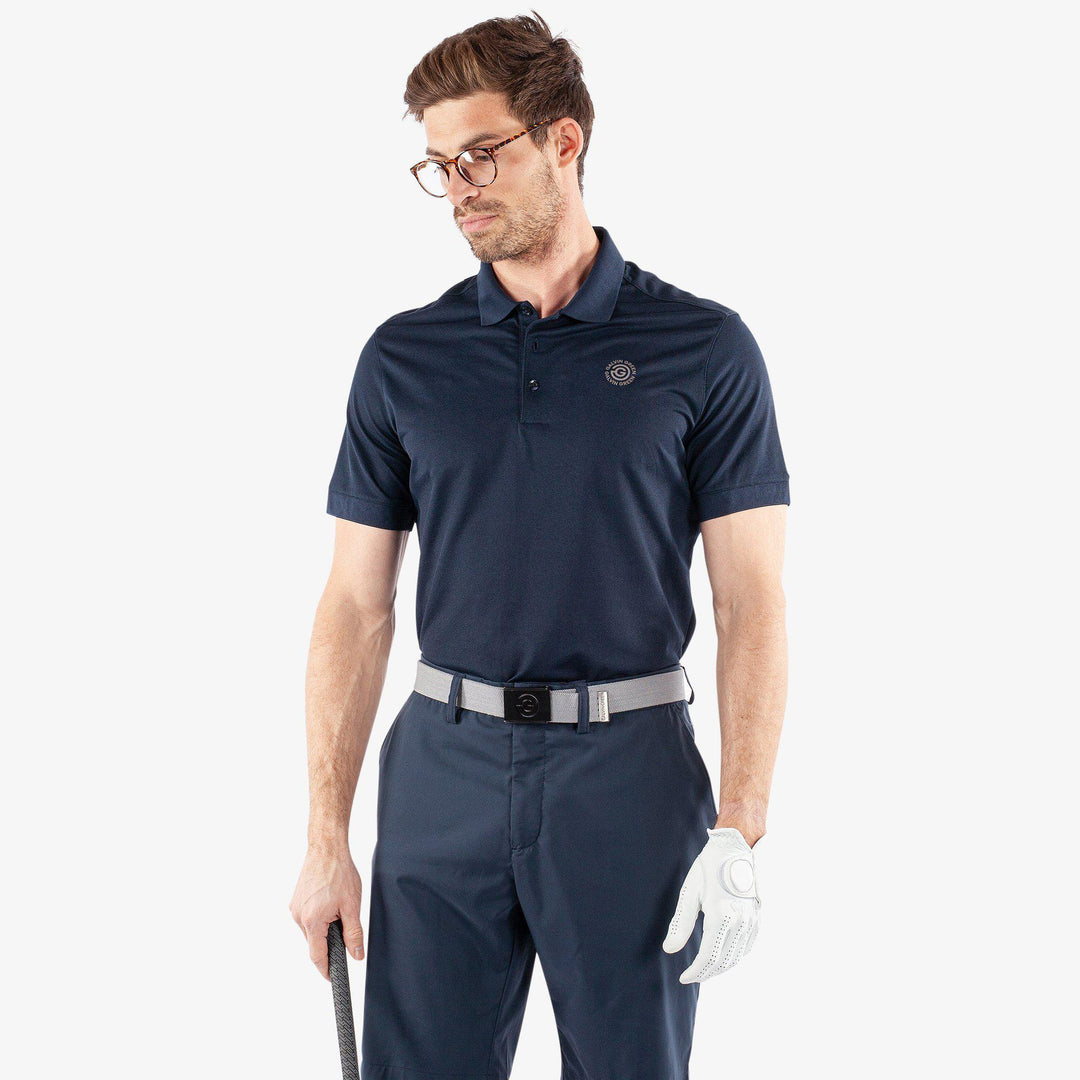 Maximilian is a Breathable short sleeve golf shirt for Men in the color Navy(1)