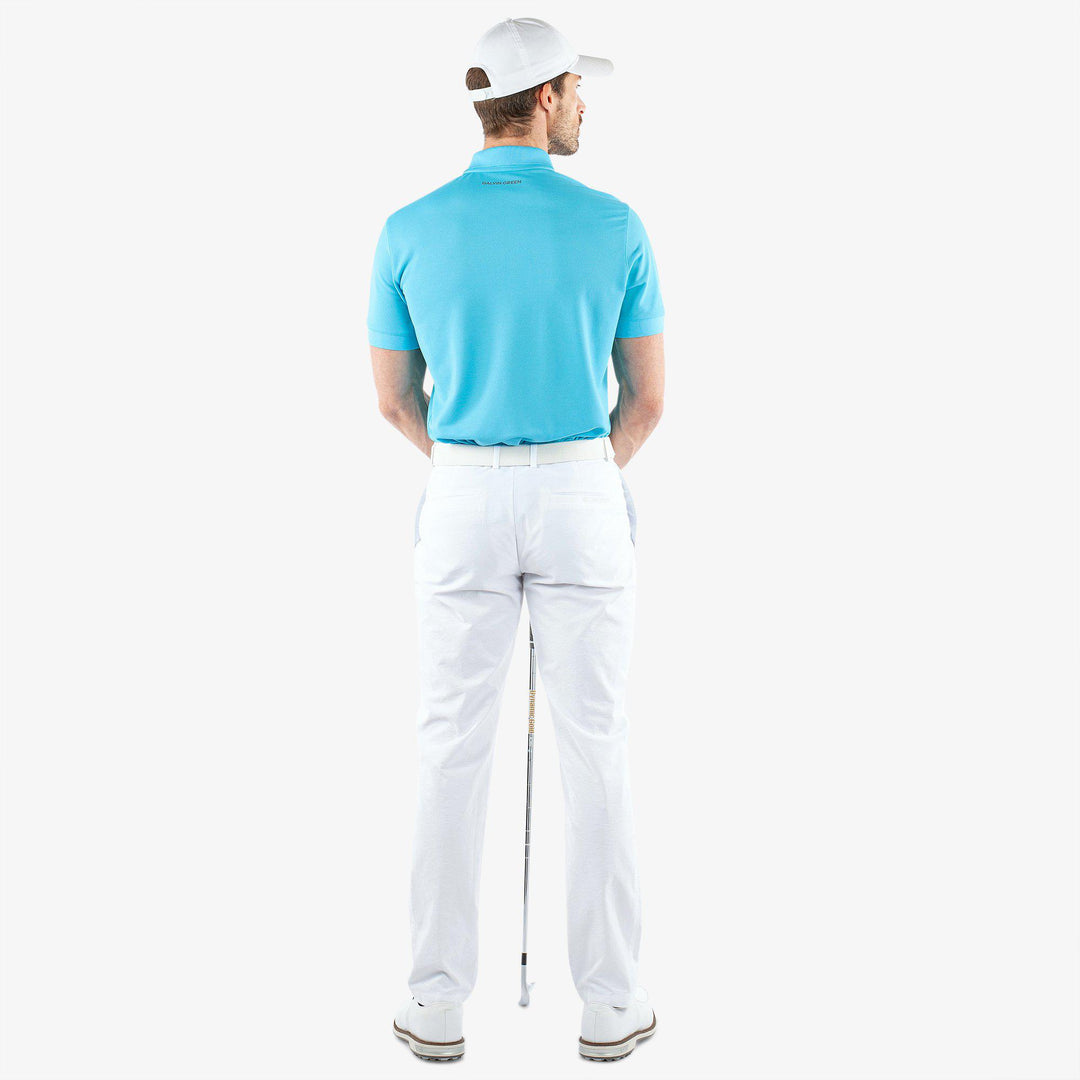 Maximilian is a Breathable short sleeve golf shirt for Men in the color Aqua(6)