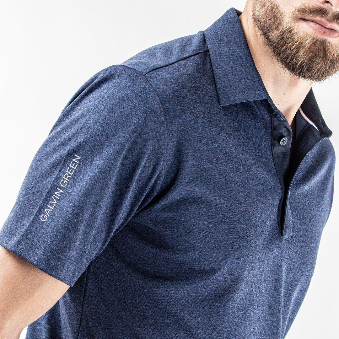 Marv is a Breathable short sleeve golf shirt for Men in the color Navy melange(3)