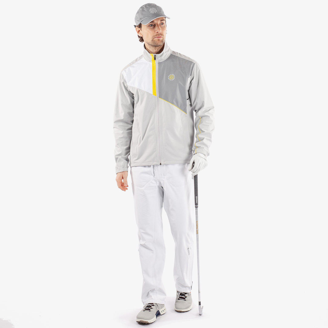 Apollo  is a Waterproof jacket for Men in the color Cool Grey/Sharkskin/Yellow(2)