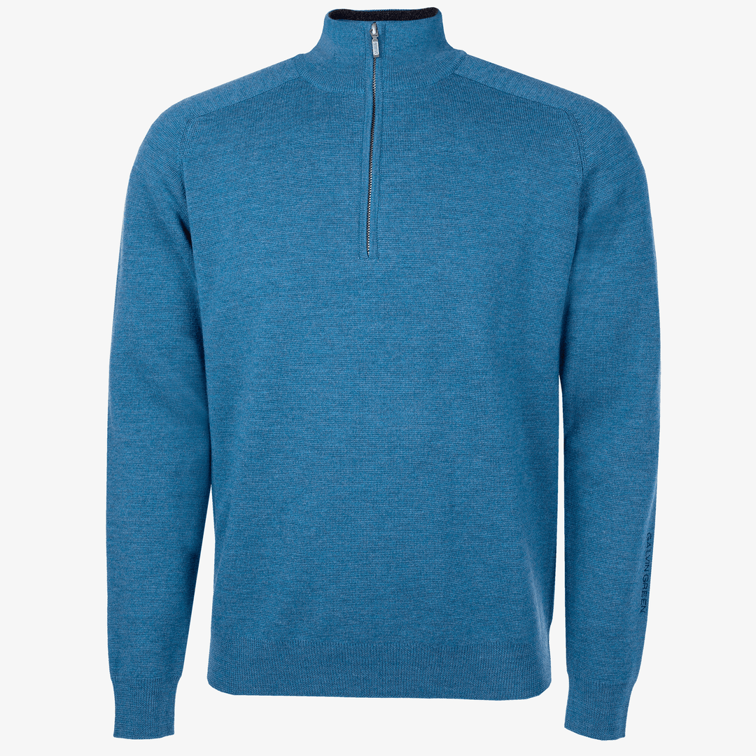 Chester is a Merino golf sweater for Men in the color Blue Melange (0)