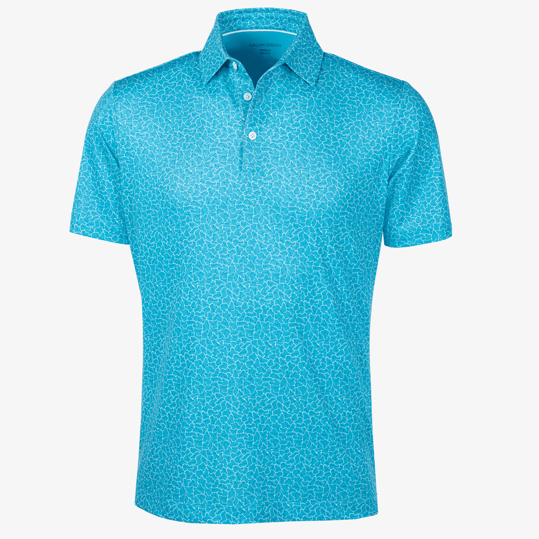 Mani is a Breathable short sleeve golf shirt for Men in the color Aqua(0)